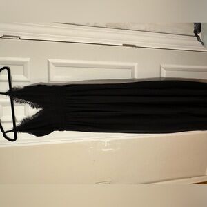 Black lace trim maxi dress